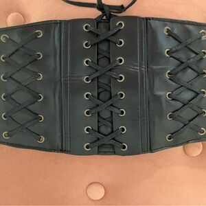 Stretchy faux leather corset style belt